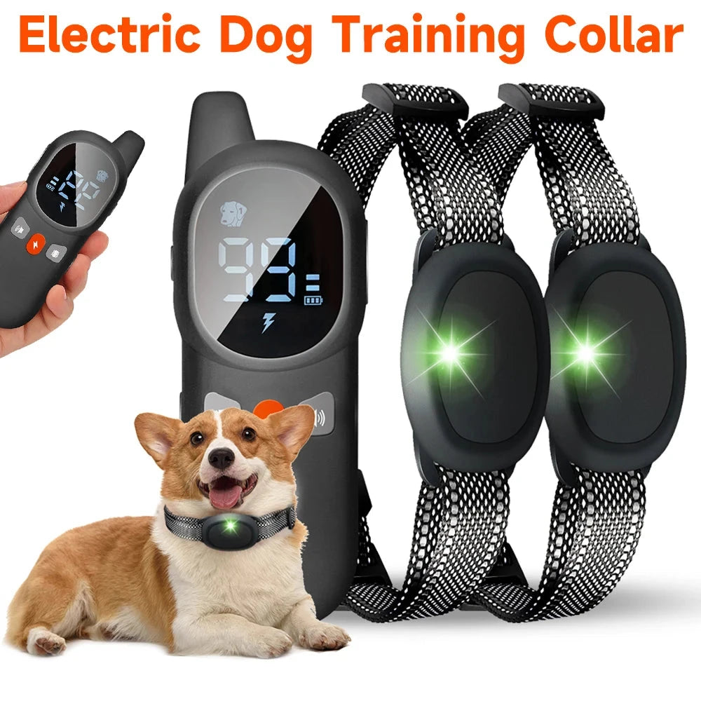 Dog Bark Collar Electric Dog Training Collar Sound Vibration Shock Rechargeable Remote Control Anti Bark Dog Collar Pet Clicker PAWN-SOME PETS