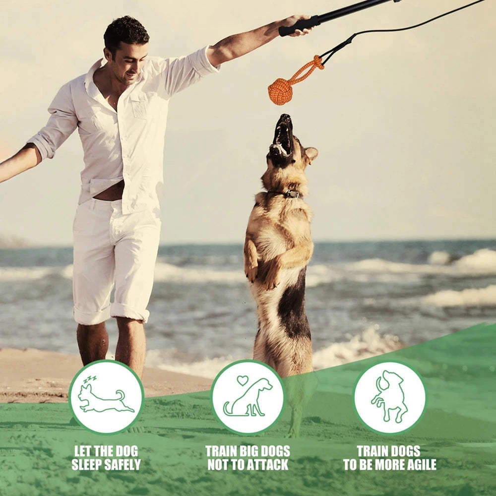 Retractable Pole Dog Chew Toy Interactive Pet Plush Toys Bite-resistant Flirt Pole for Dog Teaser Wand with Plush Refill Dog Toy PAWN-SOME PETS