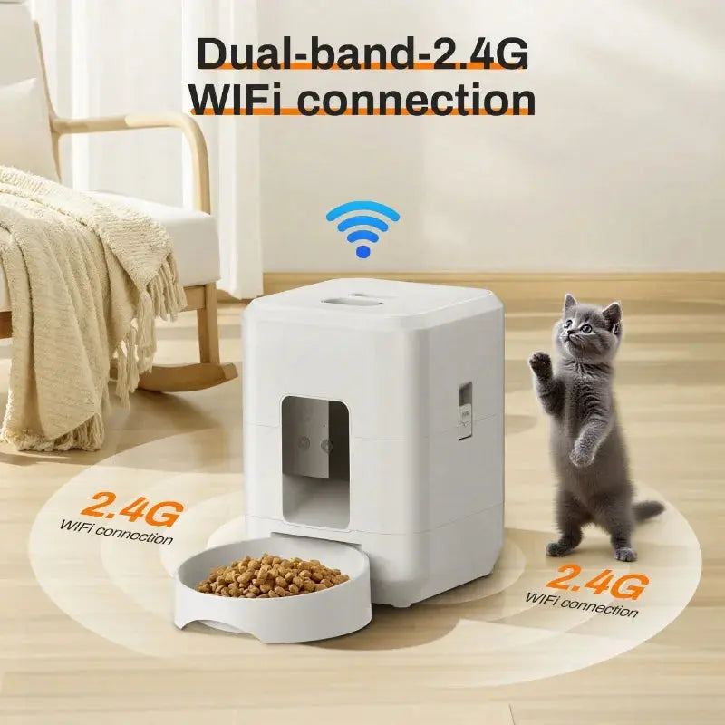 2025 New 2L WiFi Smart Pet Feeder Auto Cat and Dog Food Dispenser Remote App Controlled Slow Feed Timer Quantitative Feeding