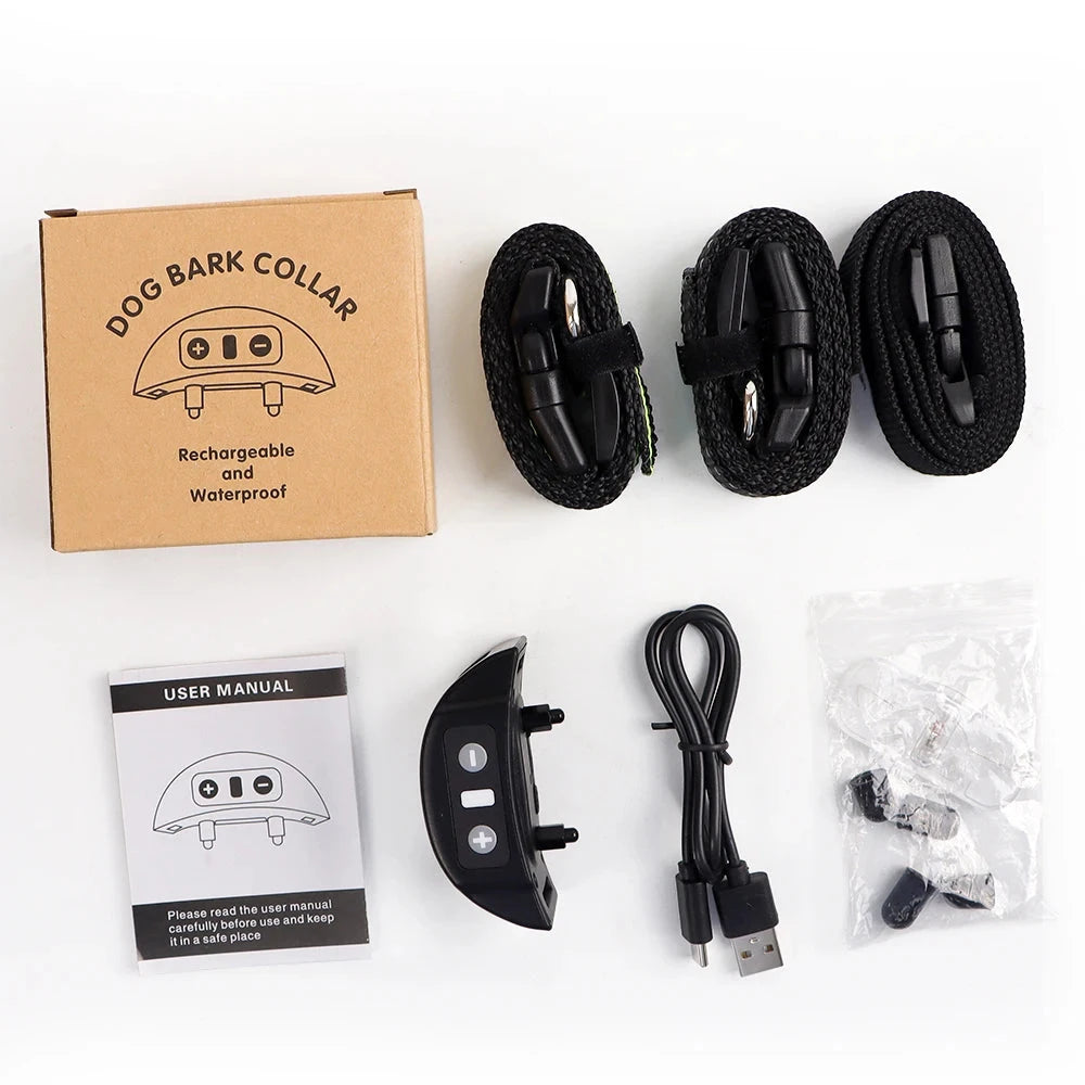 Automatic Bark Stop Device Electric Pet Dog Training Collar Adjustable Ultrasonic Barking Stop Fence Shock Vibration Dog Trainer PAWN-SOME PETS