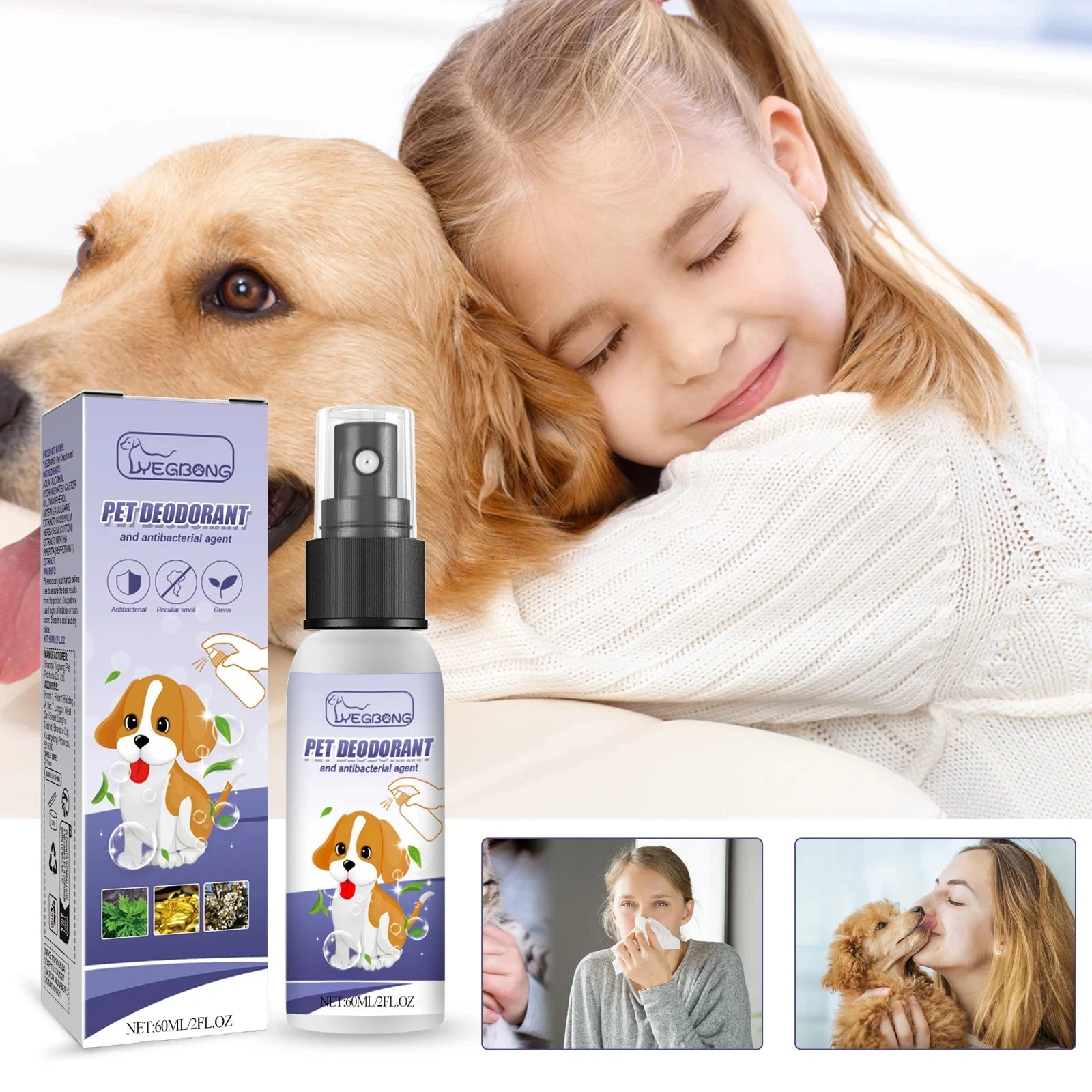 Pet Deodorizing Spray Remove Odor Dogs Cats Urine Body Odor Feces Odor Removal Air Freshening PAWN-SOME PETS