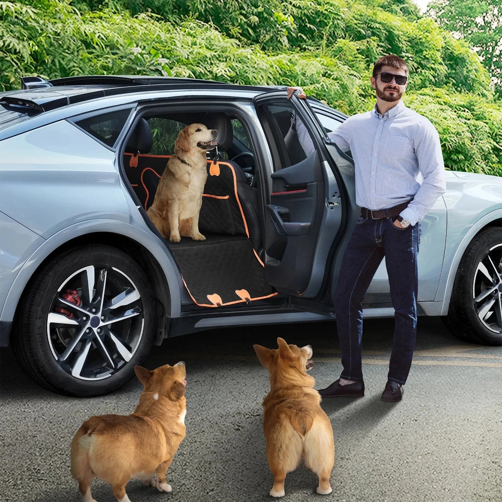 Dog car seat cushion, dog travel supplies, bone style, 52*25inch, black PAW-SOME PETS