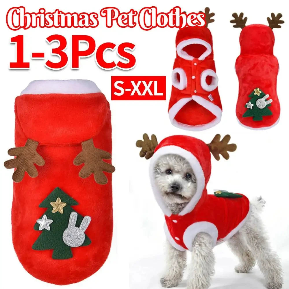 1-3Pcs Winter Dog Christmas Jumpsuit Clothes Warm Pet Jacket Coat Costume for Small Medium Dogs Cats Puppy York Chihuahua PAWN-SOME PETS