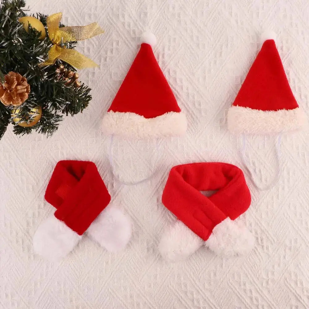 Cute Winter Pet Cloak Dog Cat Christmas Clothes Warm Puppy Santa Red Scarf Hat Head Funny Christmas Pet Costume Dog Cat Cloaks PAWN-SOME PETS