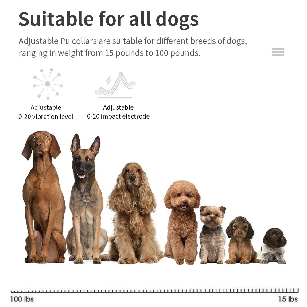 Automatic Bark Stop Device Electric Pet Dog Training Collar Adjustable Ultrasonic Barking Stop Fence Shock Vibration Dog Trainer PAWN-SOME PETS