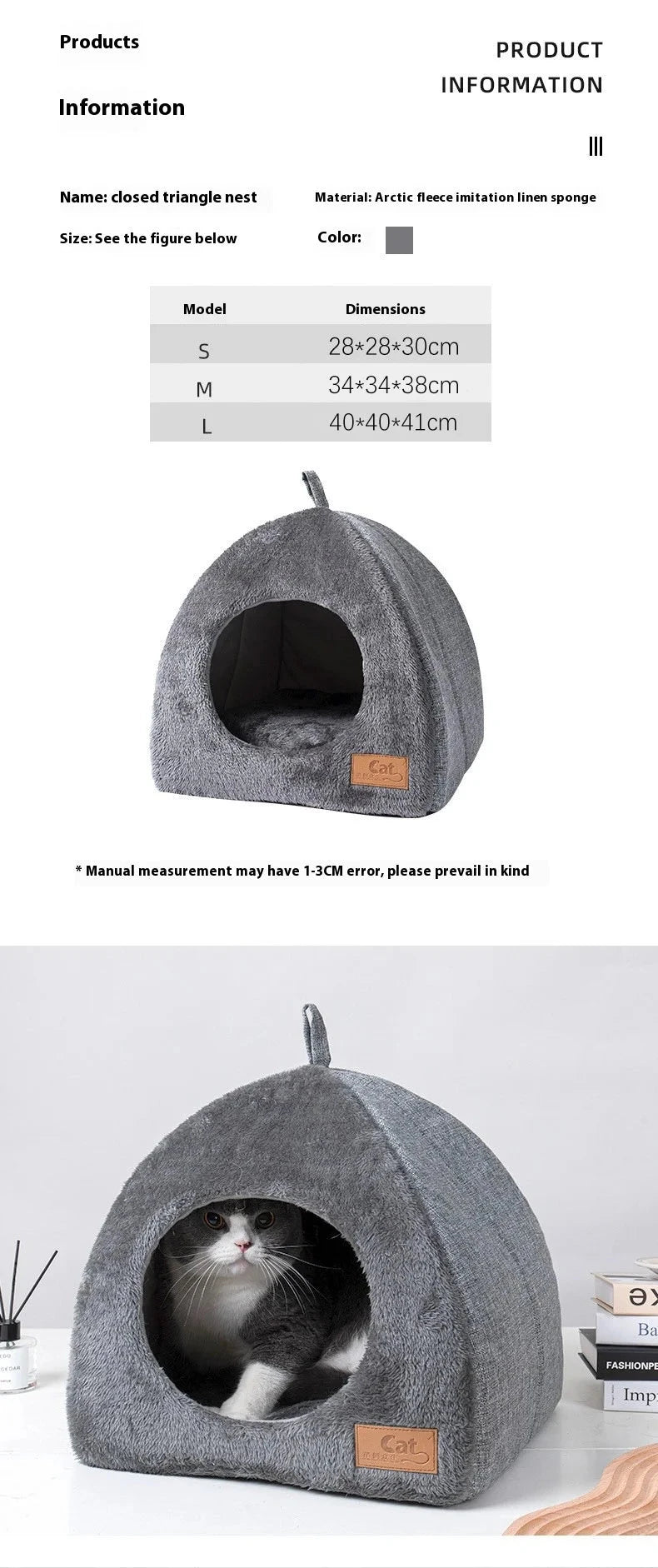 New Triangle Cat Nest Closed Cat House Pet Nest Warm and Thickened Deep Sleep Dog Nest Pet Supplies Closed Cat bed cat tents PAWN-SOME PETS