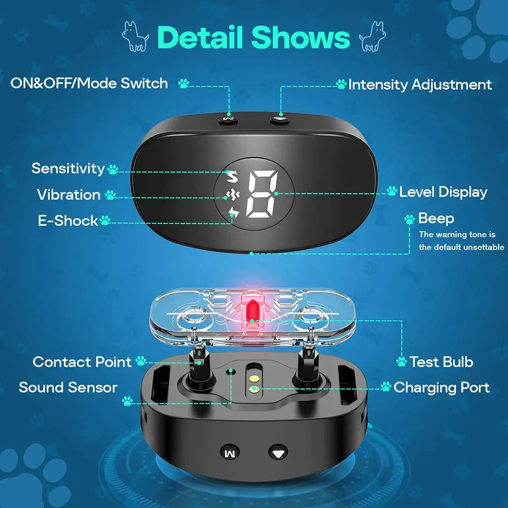 Magnetic Charging Bark Stopper Smart Automatic Anti Barking Dog Collar Dog Rechargeable Bark Stopper Stop Barking Waterproof PAWN-SOME PETS