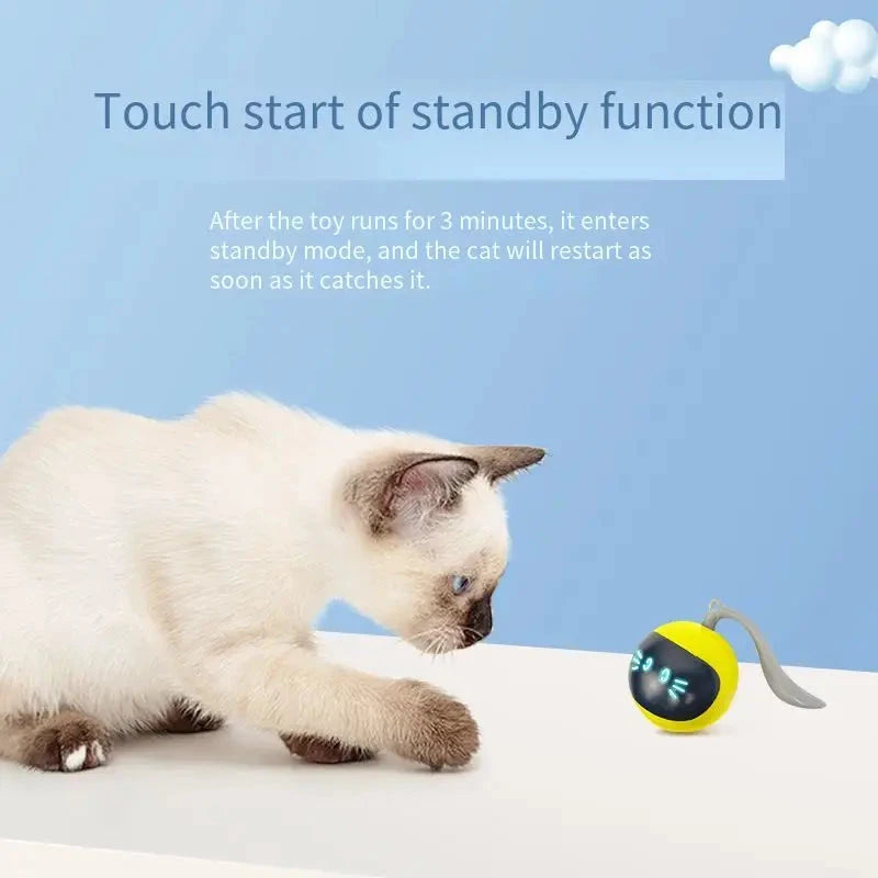 Smart Interactive Cat Toy Colorful LED Self Rotating Pet Ball Toys USB Rechargeable Kitten Automatic Ball Toys Cat Accessories PAWN-SOME PETS