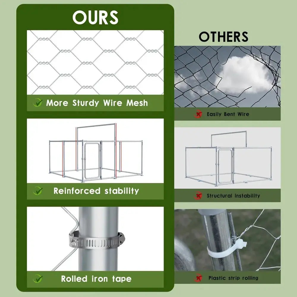 Kennel House Mesh Big Pet Cage Pen Playpen with Steel Galvanized Fence Waterproof, Secure Lock Outside (90" L x 90" W x 63" H) PAWN-SOME PETS