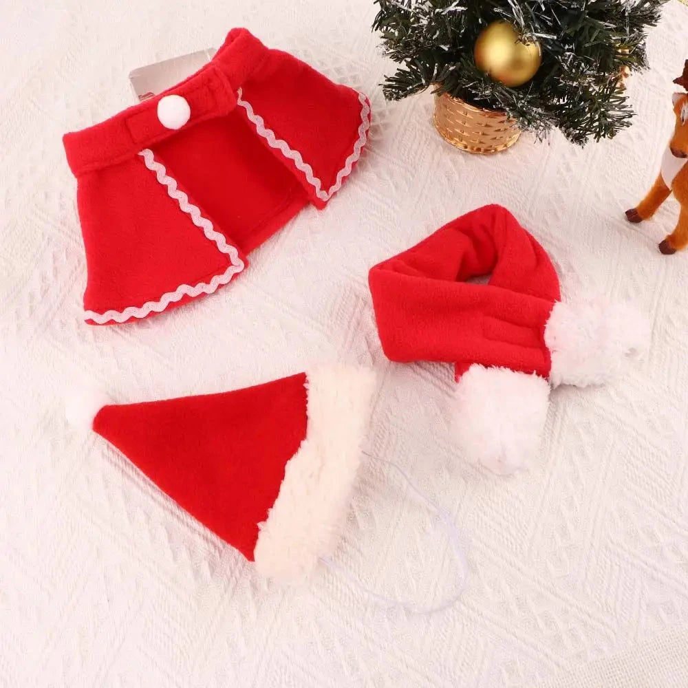 Cute Winter Pet Cloak Dog Cat Christmas Clothes Warm Puppy Santa Red Scarf Hat Head Funny Christmas Pet Costume Dog Cat Cloaks PAWN-SOME PETS