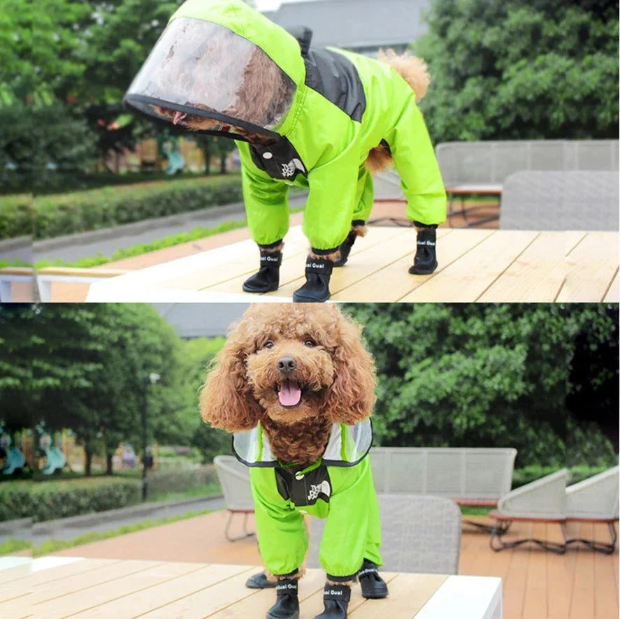 Pet Dog Raincoat Transparent Hooded Jumpsuit Dogs Waterproof Coat Water Resistant Clothes for Dogs Cats Jacket Pet Supplies PAWN-SOME PETS