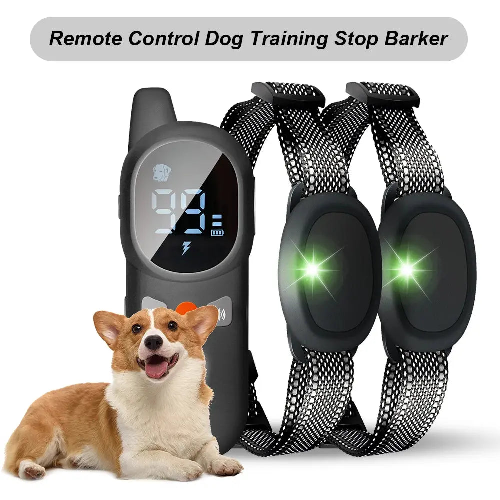 Dog Bark Collar Electric Dog Training Collar Sound Vibration Shock Rechargeable Remote Control Anti Bark Dog Collar Pet Clicker PAWN-SOME PETS