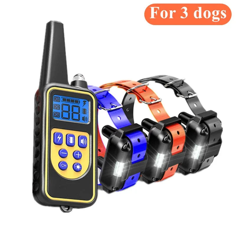 800m Digital Dog Training Collar Waterproof Rechargeable Remote Control Pet with LCD Display for All Size Shock Vibration Sound PAWN-SOME PETS