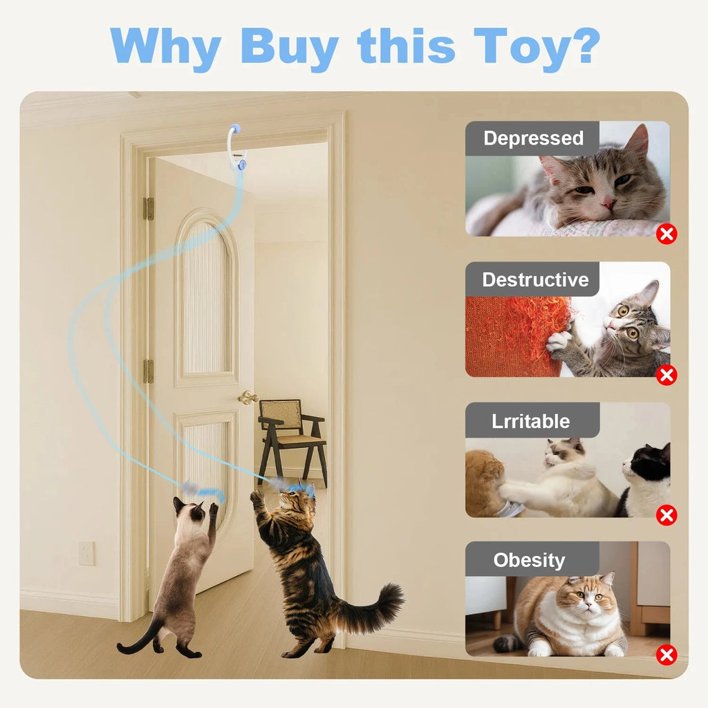 Cat Toys Electric Door Hanging Cat Toy Interactive Cat Toy USB Rechargeable Self Play Toy Retractable Kitten Toys PAWN-SOME PETS
