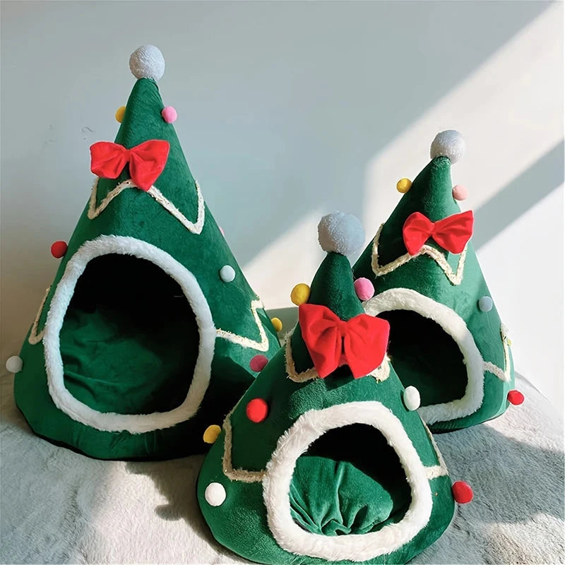 Cats Bed Christmas Pet Supplies for Winter Houses Warm Dog All Accessories Things Kitten Products Beds Puppy Goods Habitats Mat PAWN-SOME PETS