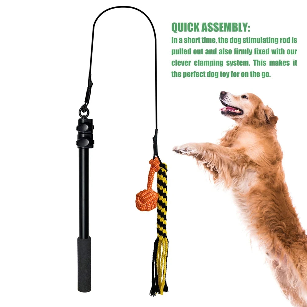 Retractable Pole Dog Chew Toy Interactive Pet Plush Toys Bite-resistant Flirt Pole for Dog Teaser Wand with Plush Refill Dog Toy PAWN-SOME PETS
