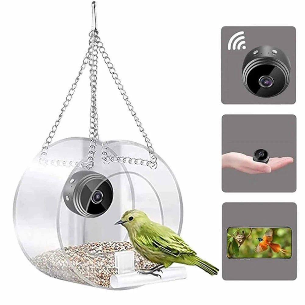 Smart Bird House Pet Feeder Acrylic with Camera Home Pet Bird Feeder Transparent 1080P HD Easy Installation Pet Accessories PAWN-SOME PETS
