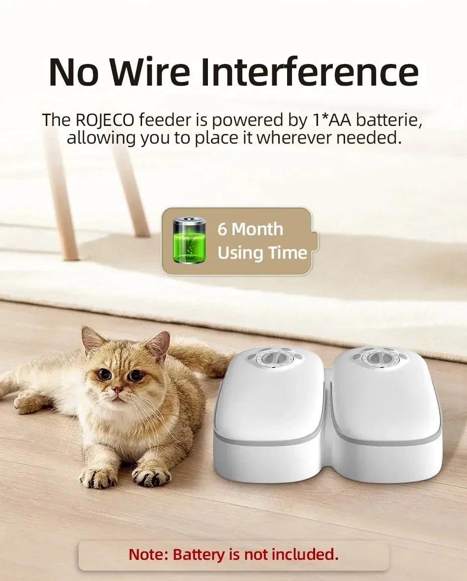 2 Meals Timed Automatic Dog Feeder Dual Bowls Smart Cat Food Dispenser Wet Dry Pet Food Dispenser Pet Feeder Cat Accessories PAW-SOME PETS