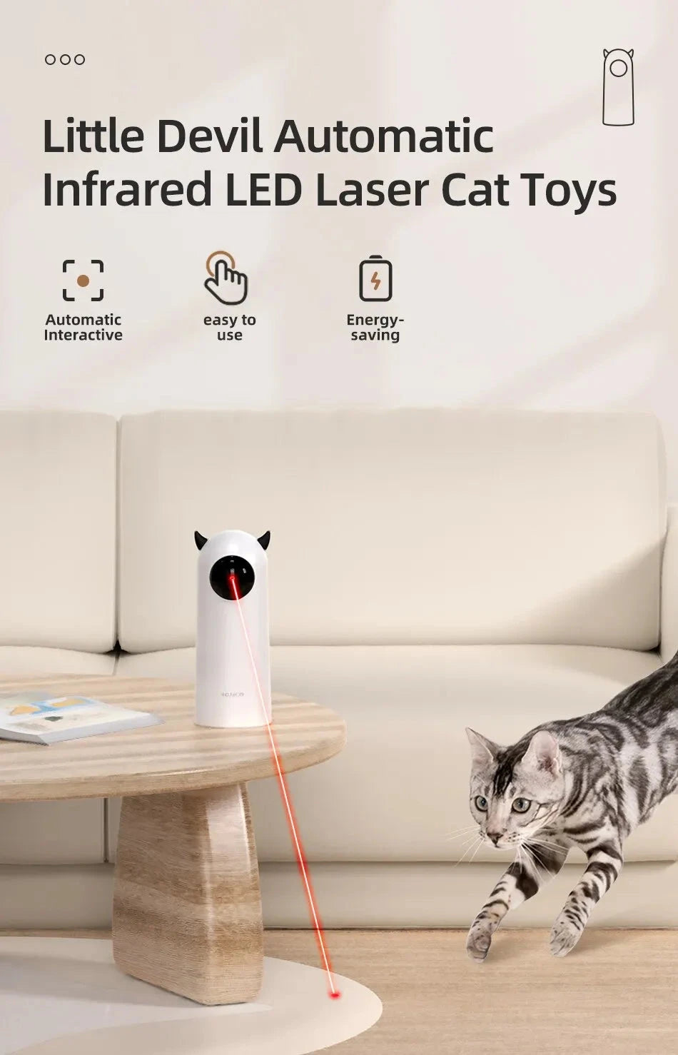 ROJECO Automatic Cat Toys Interactive Smart Teasing Pet LED Laser Indoor Cat Toy Accessories Handheld Electronic Cat Toy For Dog PAWN-SOME PETS