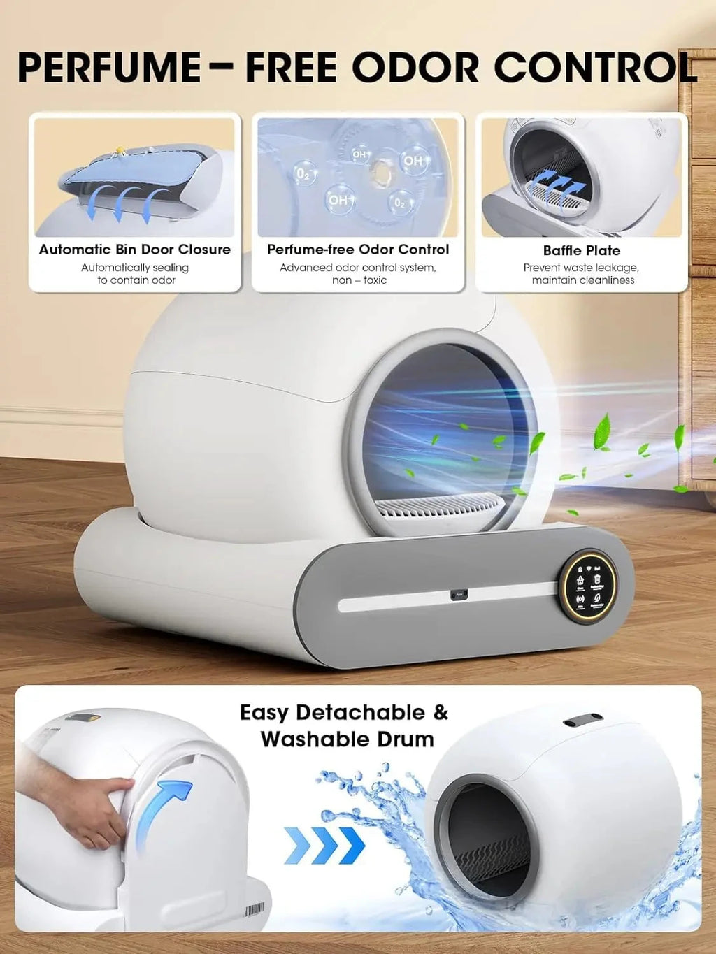 Tonepie 65L Automatic Smart Cat Litter Box Self Cleaning Fully Enclosed Cat Litter Box Pet Toilet Litter Tray English versions PAW-SOME PETS