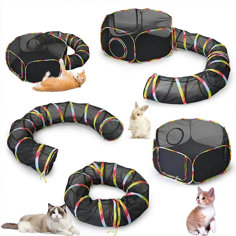 Cat Tunnel Portable Foldable Set Pet Rabbit Guinea Pig Tent Maze Channel Toy Dog Fence Pet Cage Large Space Multiple Gameplay PAW-SOME PETS