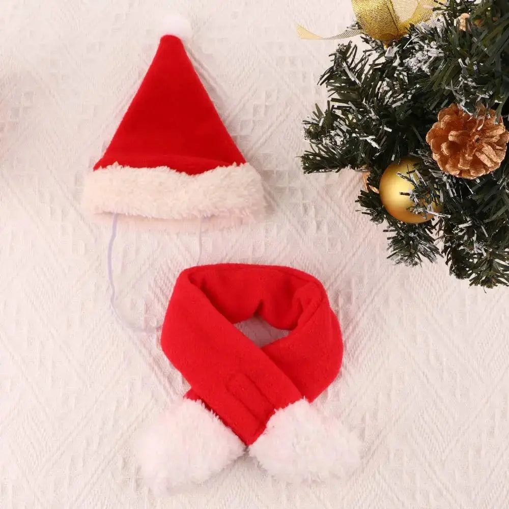 Cute Winter Pet Cloak Dog Cat Christmas Clothes Warm Puppy Santa Red Scarf Hat Head Funny Christmas Pet Costume Dog Cat Cloaks PAWN-SOME PETS