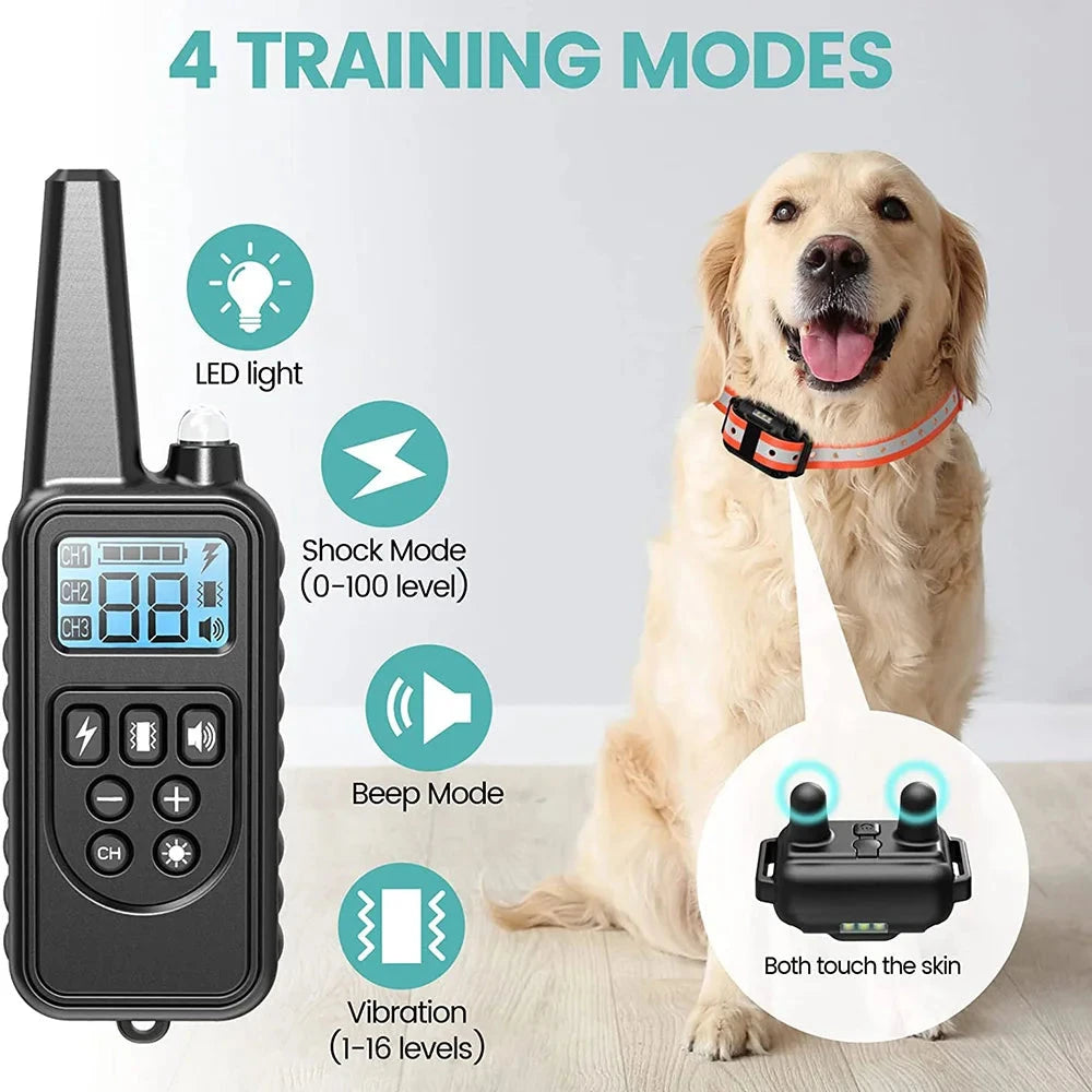 800m Digital Dog Training Collar Waterproof Rechargeable Remote Control Pet with LCD Display for All Size Shock Vibration Sound PAWN-SOME PETS