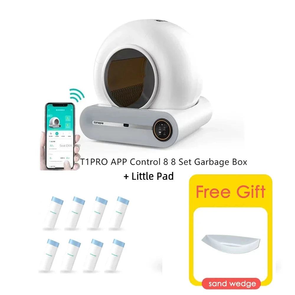 Tonepie 65L Automatic Smart Cat Litter Box Self Cleaning Fully Enclosed Cat Litter Box Pet Toilet Litter Tray English versions PAW-SOME PETS