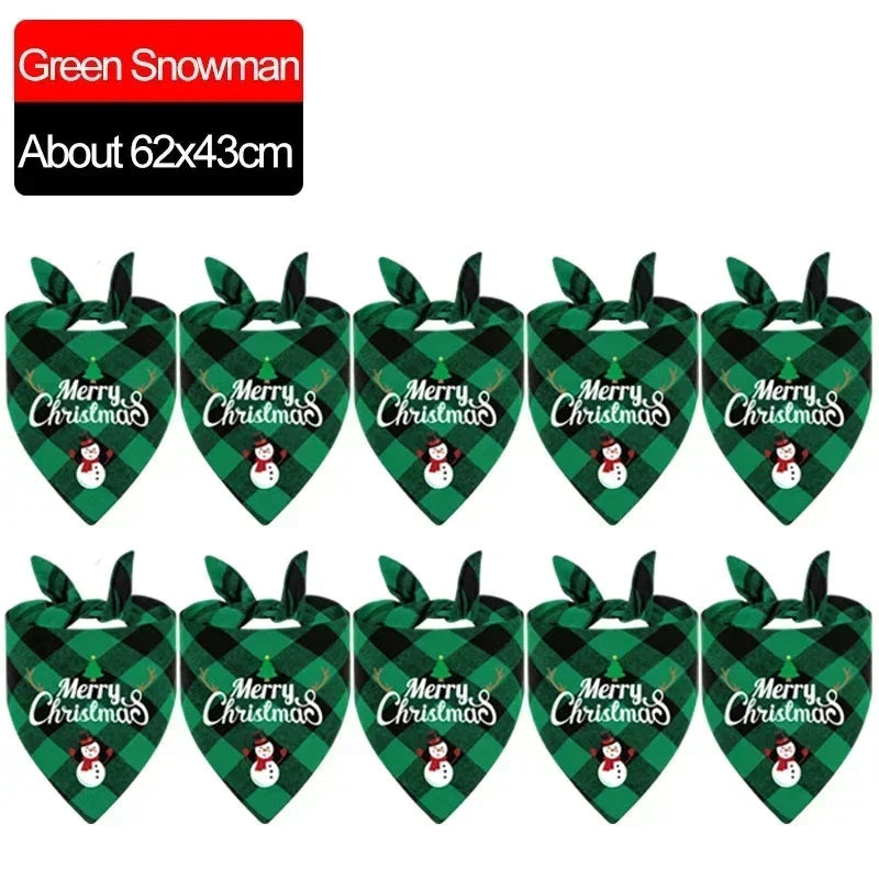 20/1pc Christmas Dog Bandana Santa Claus Printed Plaid Dog Bib Collar Adjustable Birthday Party Cats Triangle Scarves Pet Supply PAWN-SOME PETS
