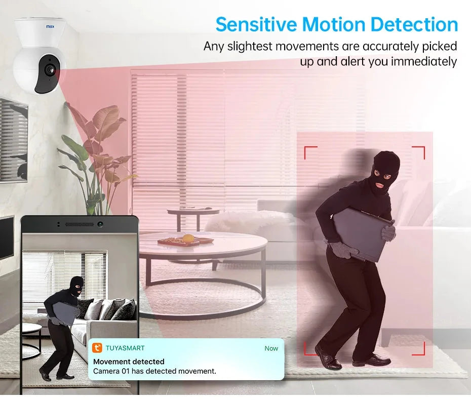 KERUI WiFi IP Camera For Pets Home Security Dog Cats Camera With Bracket Tuya Smart 4K HD Video Night Vision Surveillance Cam PAW-SOME PETS