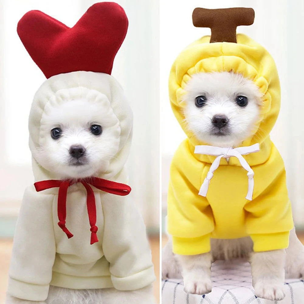 Cute Fruit Dog Clothes for Small Dogs Hoodies Warm Fleece Pet Clothing Puppy Cat Christmas Costume Coat Chihuahua Jacket Suits PAWN-SOME PETS