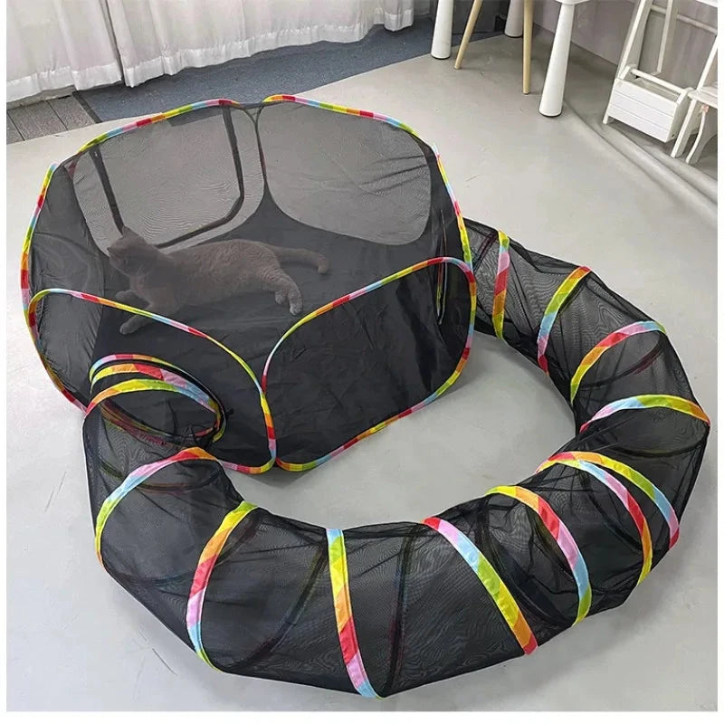 Cat Tunnel Portable Foldable Set Pet Rabbit Guinea Pig Tent Maze Channel Toy Dog Fence Pet Cage Large Space Multiple Gameplay PAW-SOME PETS