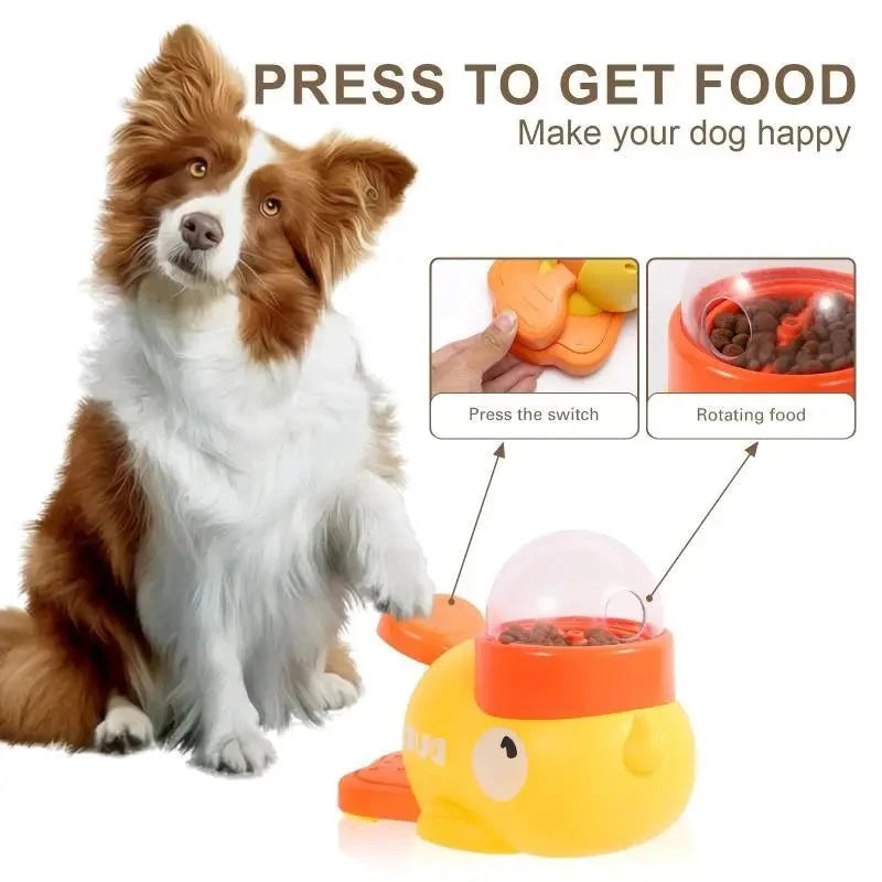 Intelligent Dog Automatic Feeder Cat Dog Puzzle Feeder Interactive Pet Food Treat Dispenser Cartoon Duck Design for Dog Training PAWN-SOME PETS