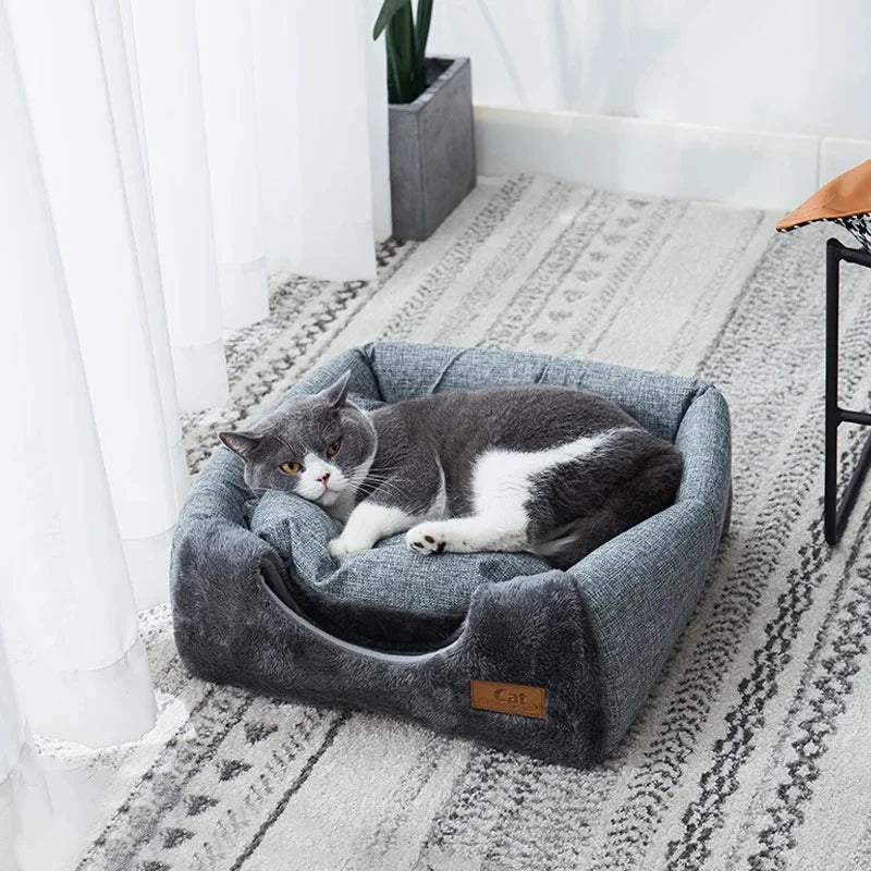 New Triangle Cat Nest Closed Cat House Pet Nest Warm and Thickened Deep Sleep Dog Nest Pet Supplies Closed Cat bed cat tents PAWN-SOME PETS
