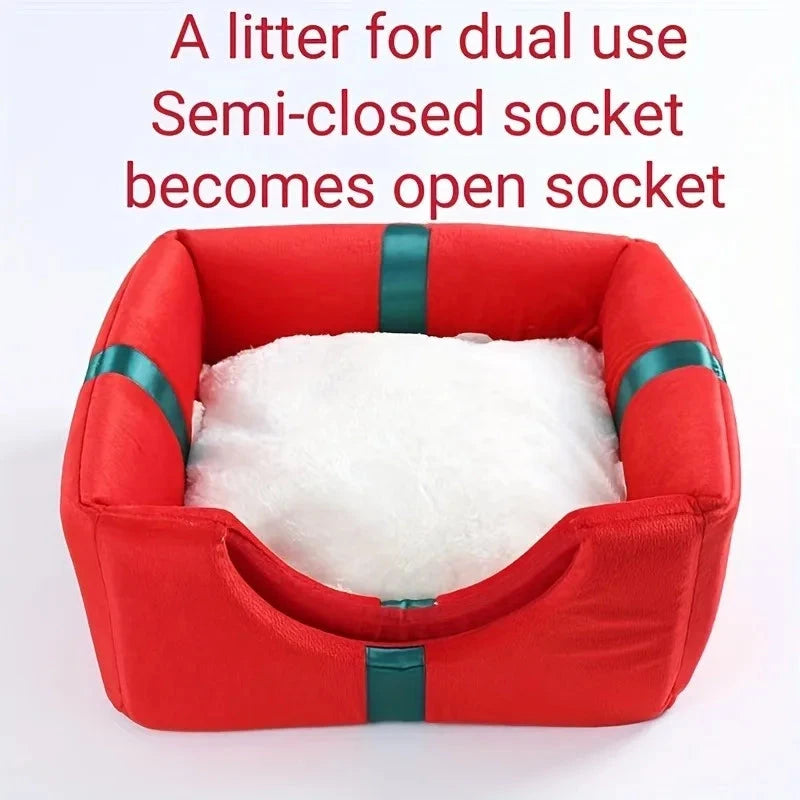 Cats Bed Warm Accessories Christmas Pet Supplies for Winter Dog Mat Products House Houses Habitats Things Goods Accessory Basket PAWN-SOME PETS