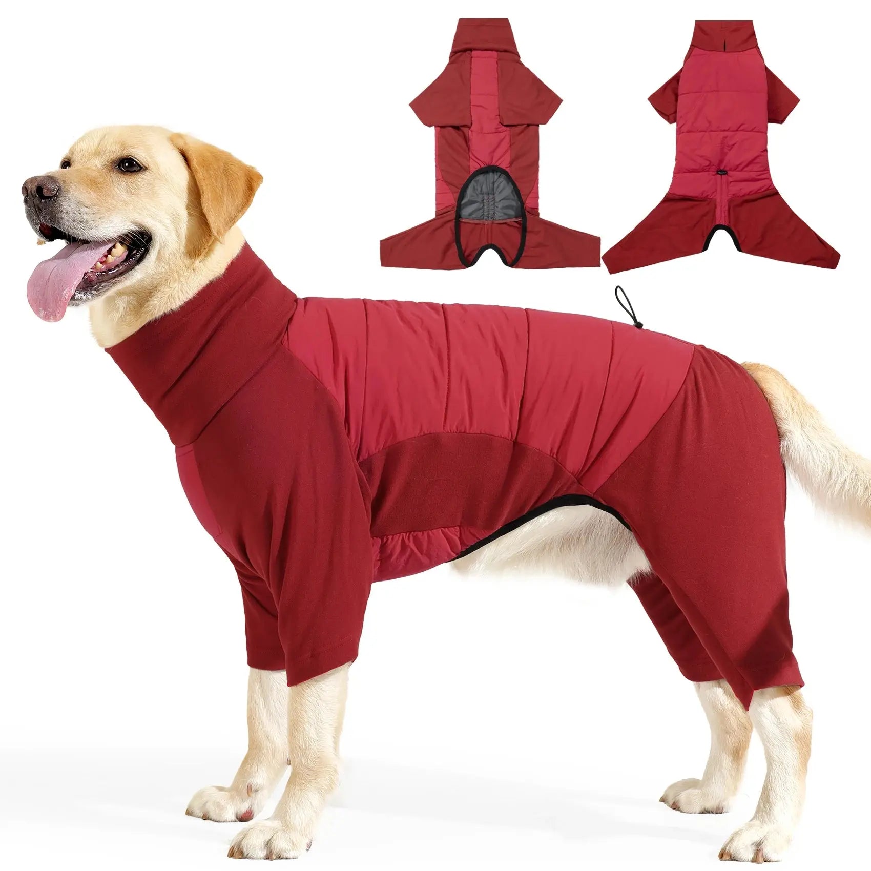 Fullbody Dog Coat, Turtleneck Windproof Dogs Winter Coat with Leash Hole for Large Medium Small Dogs,Four-Legged Snowsuit PAWN-SOME PETS