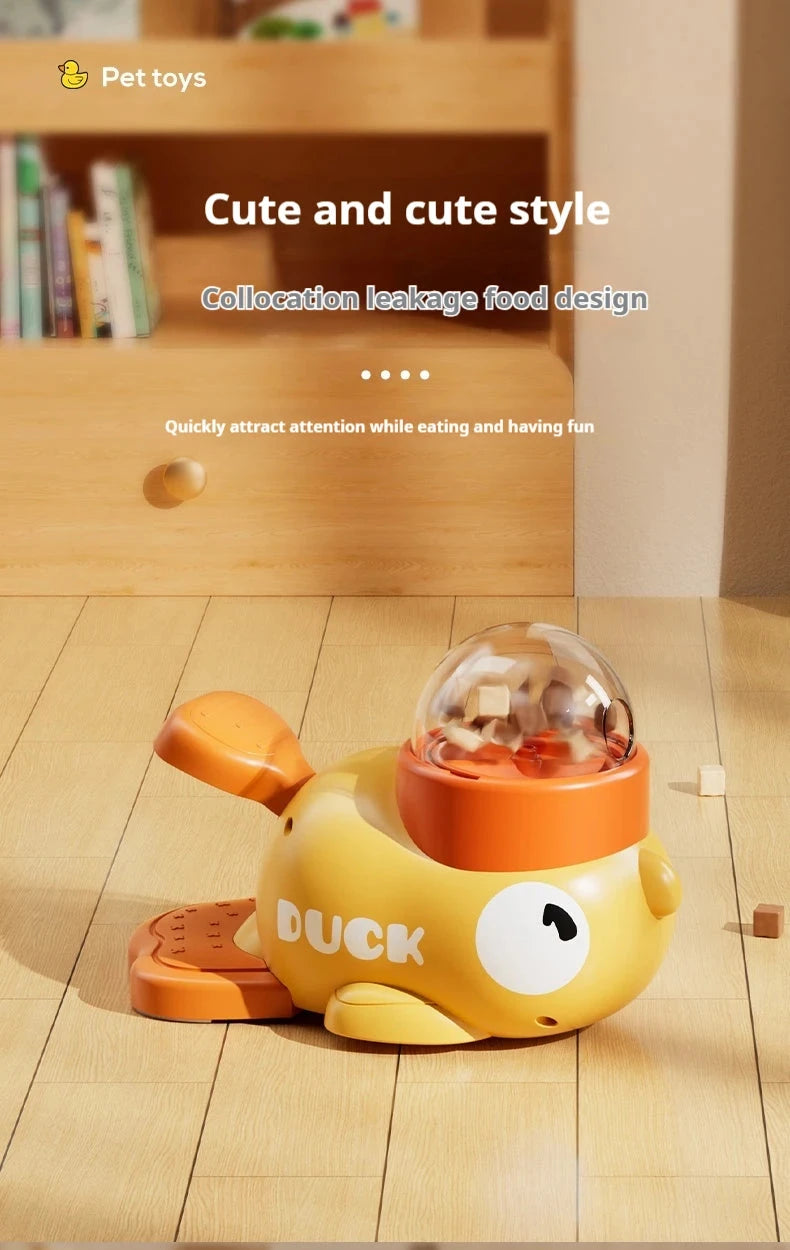 Intelligent Dog Automatic Feeder Cat Dog Puzzle Feeder Interactive Pet Food Treat Dispenser Cartoon Duck Design for Dog Training PAWN-SOME PETS