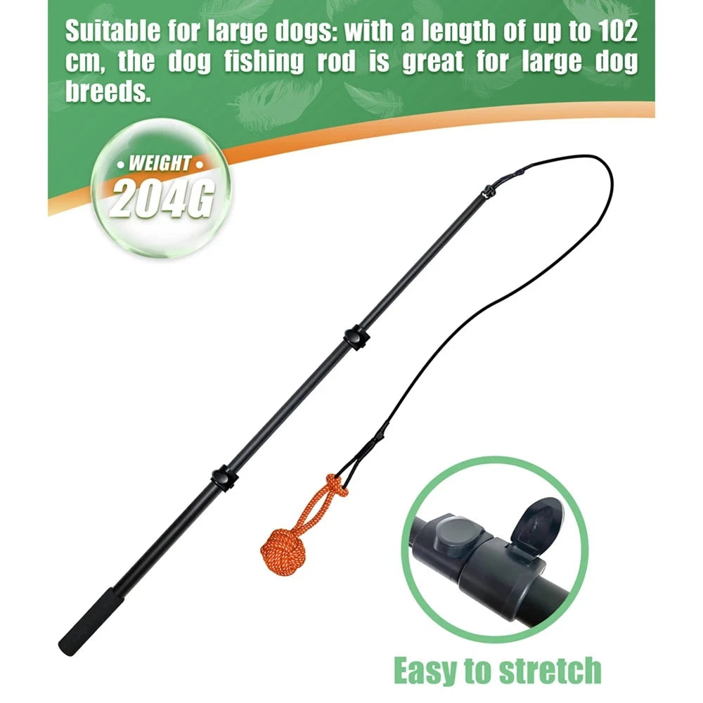 Retractable Pole Dog Chew Toy Interactive Pet Plush Toys Bite-resistant Flirt Pole for Dog Teaser Wand with Plush Refill Dog Toy PAWN-SOME PETS