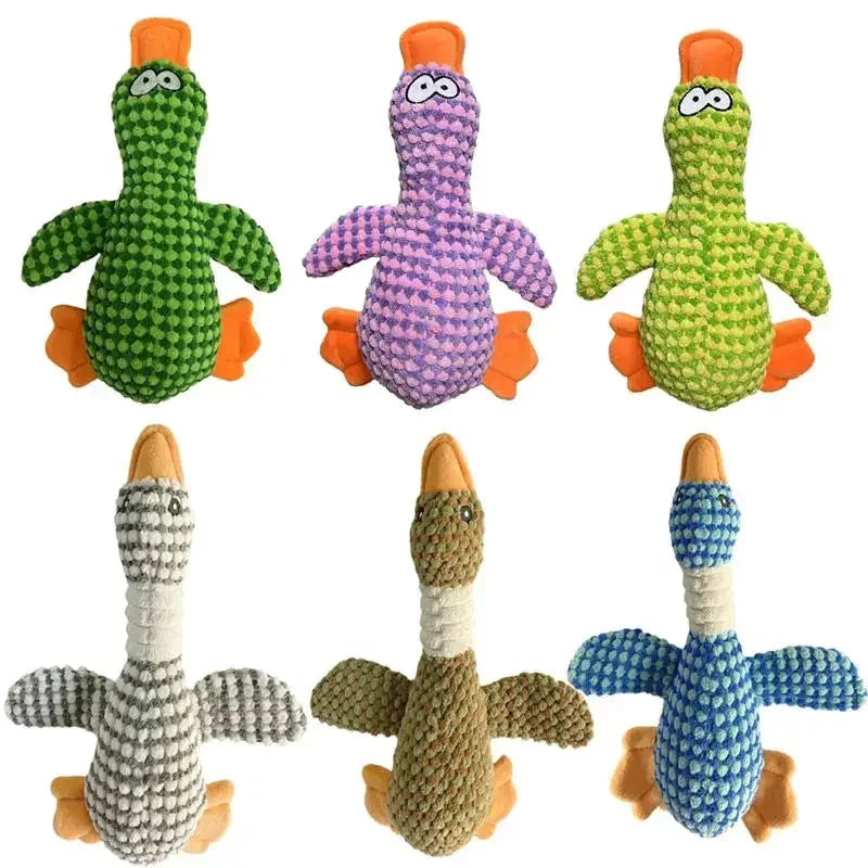 Cute Plush Dog Toys Pet Duck Squeak Toy for Puppy Sound Wild Goose Chew Toy for Small Middle Large Dogs Teeth Cleaning PAWN-SOME PETS