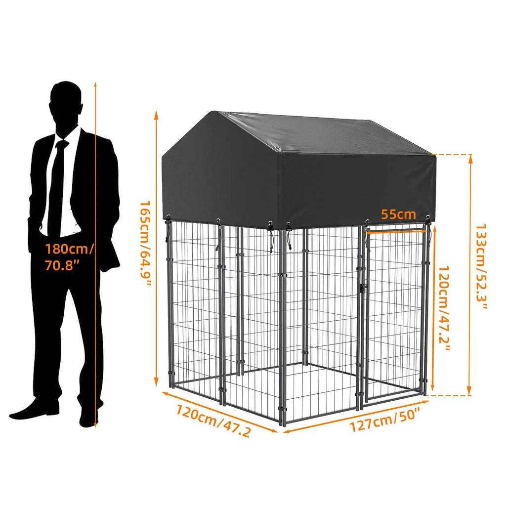Oversize Dog Cage, Pet Run Enclosure, Playpen with Roof, for Outdoor Pet Kennel, High Fence PAWN-SOME PETS