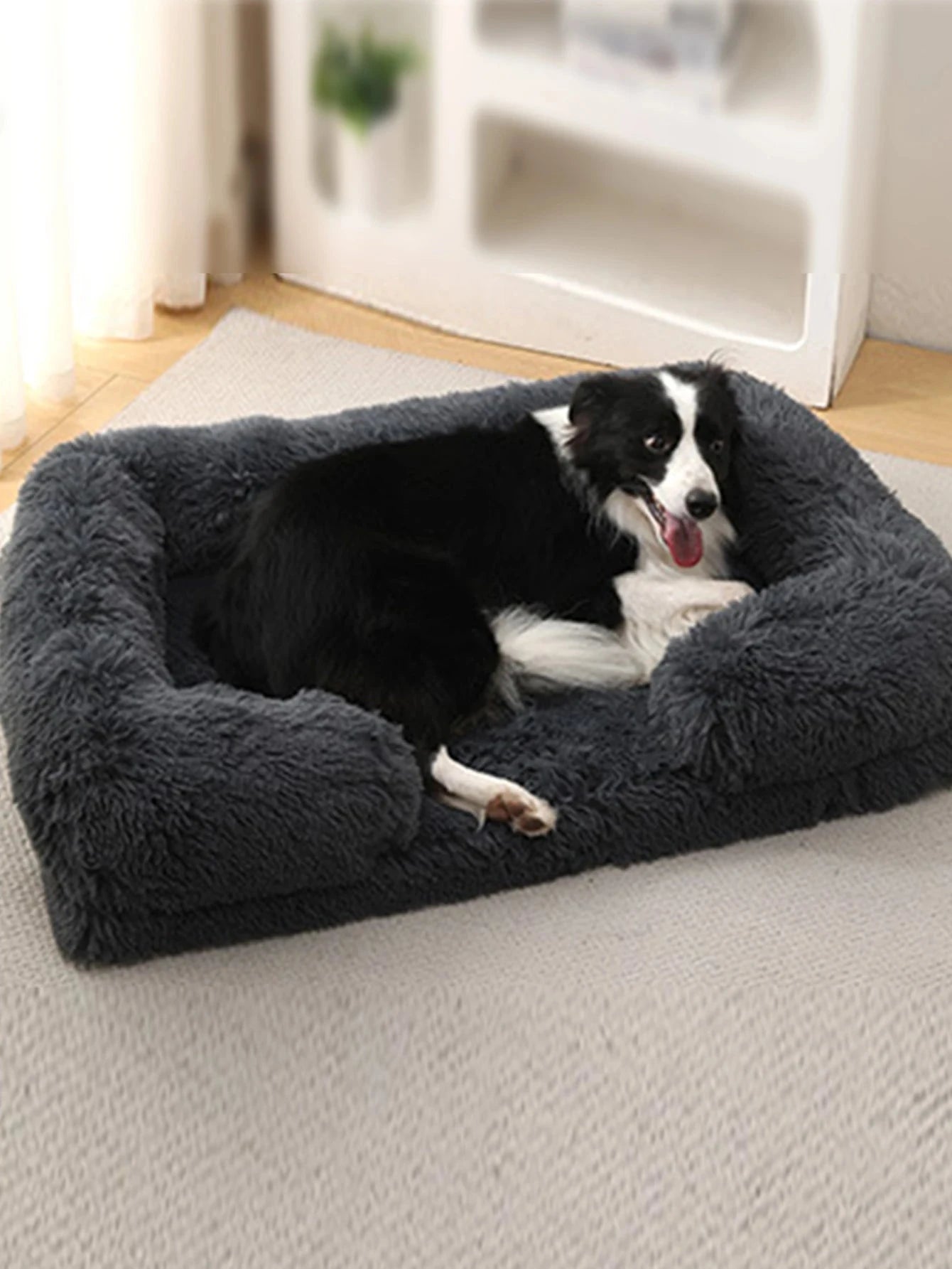 Square Dog Bed Plush Pet Bed Winter Thickened Pad House for Dogs Bed Cat Sofa for Flyffy Dogs Sleeping Bed Sofa Removable Mat PAWN-SOME PETS