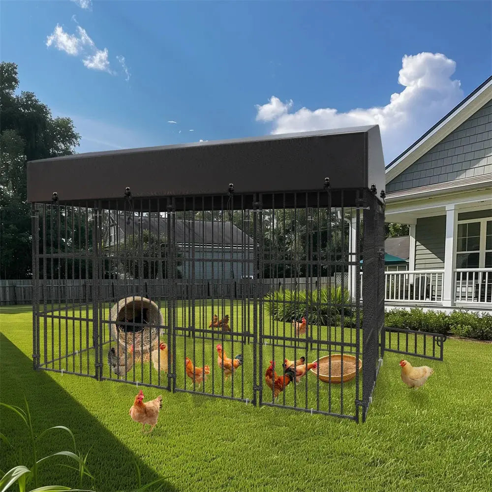 Heavy Duty Large Dog Kennel Pet Welded Metal Playpen Animal Cage with Roof Cover Pet Run Enclosure Playpen House Outdoor Indoor PAWN-SOME PETS