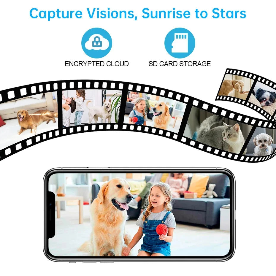 KERUI WiFi IP Camera For Pets Home Security Dog Cats Camera With Bracket Tuya Smart 4K HD Video Night Vision Surveillance Cam PAW-SOME PETS