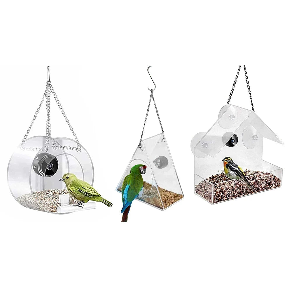 Smart Bird House Pet Feeder Acrylic with Camera Home Pet Bird Feeder Transparent 1080P HD Easy Installation Pet Accessories PAWN-SOME PETS
