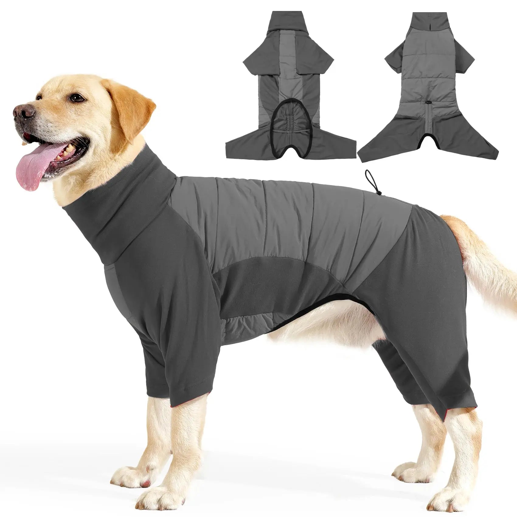 Fullbody Dog Coat, Turtleneck Windproof Dogs Winter Coat with Leash Hole for Large Medium Small Dogs,Four-Legged Snowsuit PAWN-SOME PETS