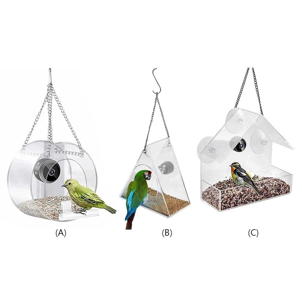 Smart Bird House Pet Feeder Acrylic with Camera Home Pet Bird Feeder Transparent 1080P HD Easy Installation Pet Accessories PAWN-SOME PETS