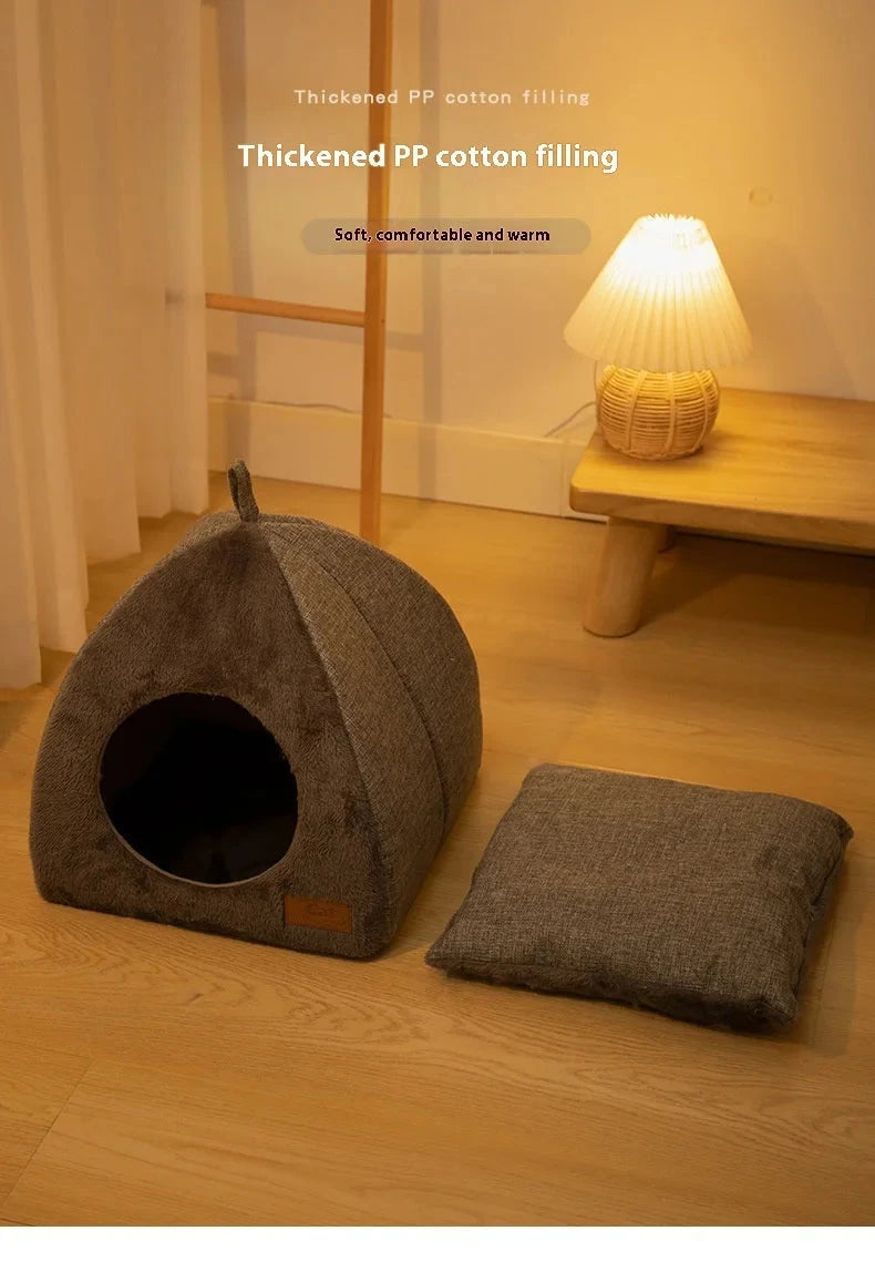 New Triangle Cat Nest Closed Cat House Pet Nest Warm and Thickened Deep Sleep Dog Nest Pet Supplies Closed Cat bed cat tents PAWN-SOME PETS