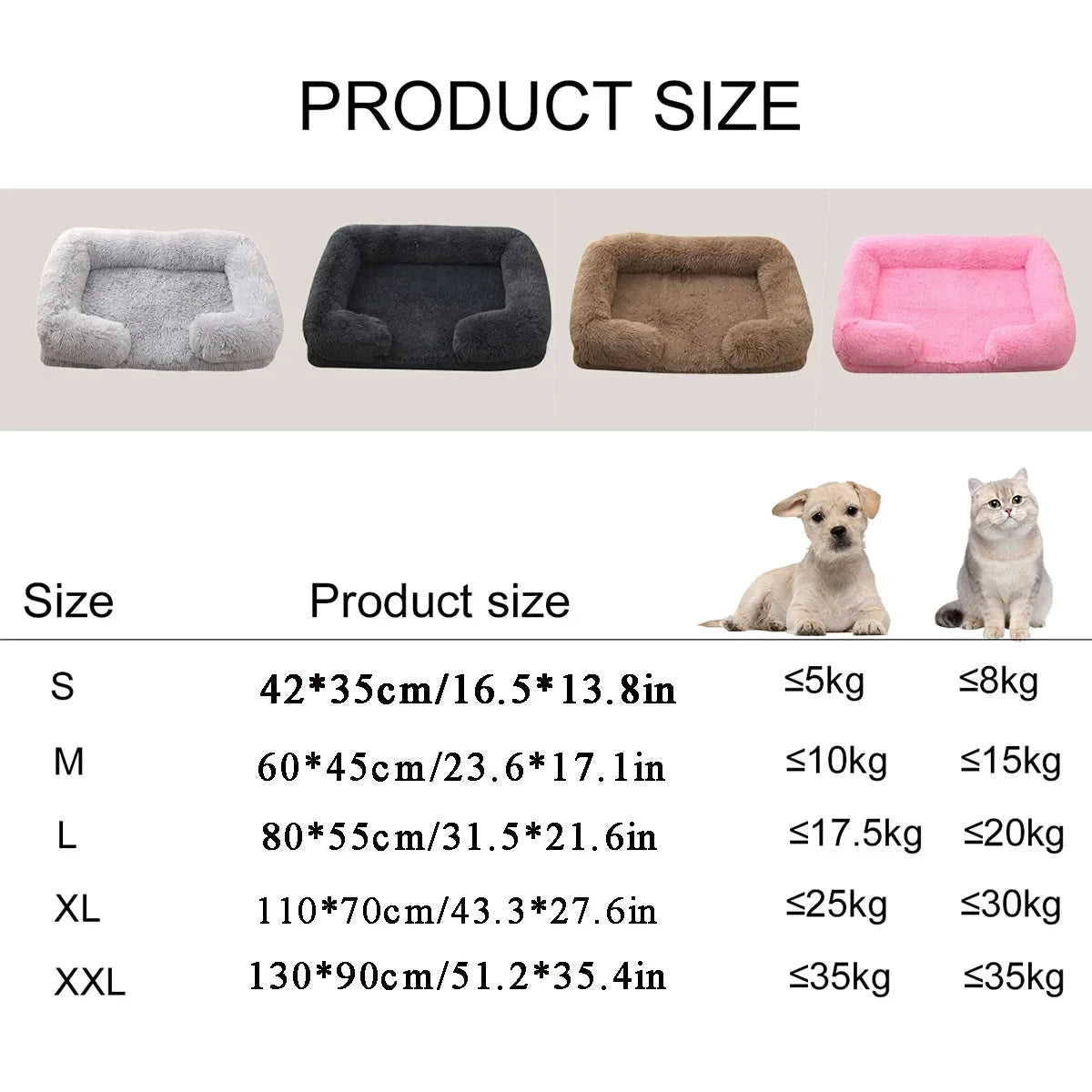 Square Dog Bed Plush Pet Bed Winter Thickened Pad House for Dogs Bed Cat Sofa for Flyffy Dogs Sleeping Bed Sofa Removable Mat PAWN-SOME PETS