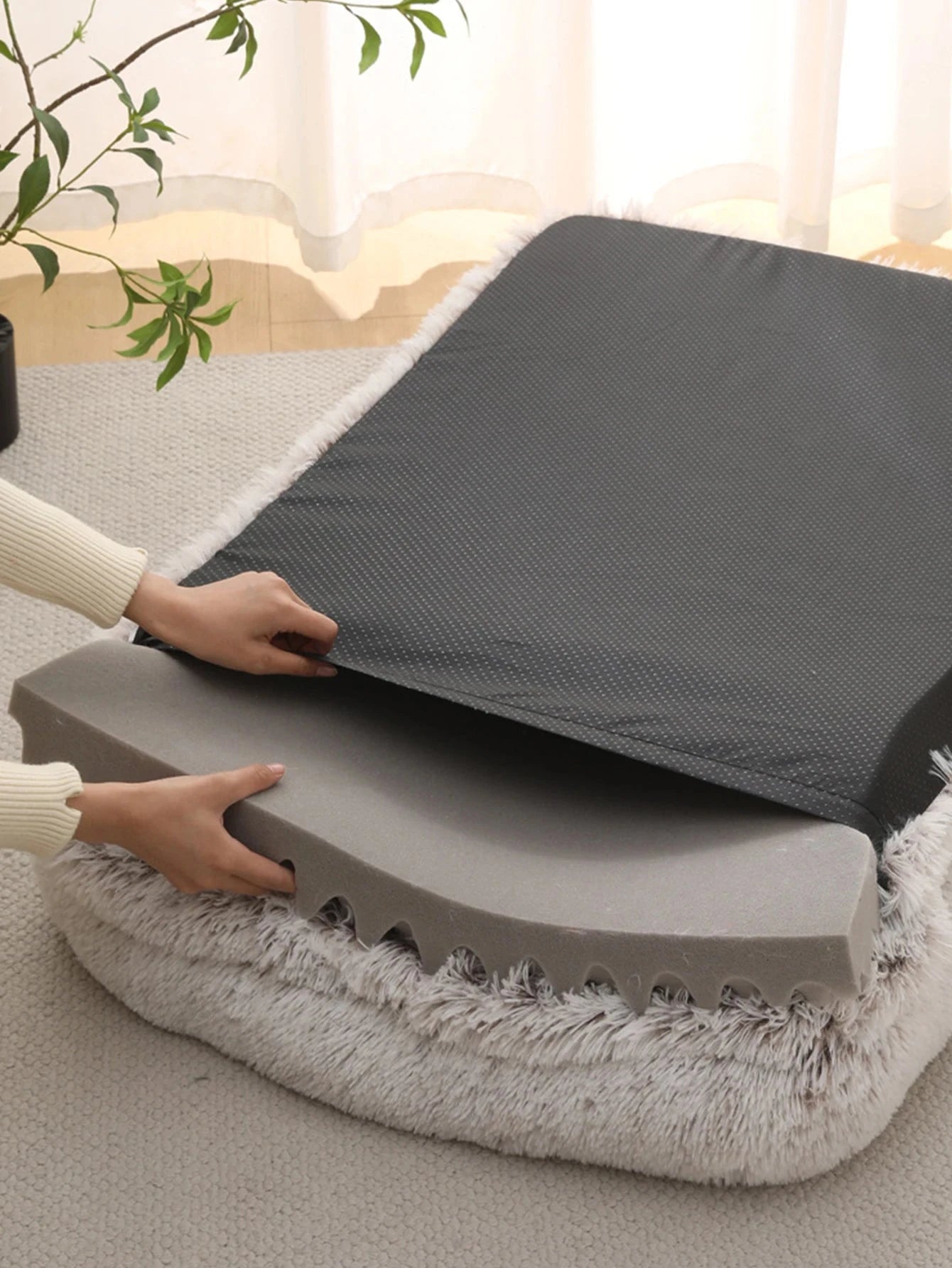 Square Dog Bed Plush Pet Bed Winter Thickened Pad House for Dogs Bed Cat Sofa for Flyffy Dogs Sleeping Bed Sofa Removable Mat PAWN-SOME PETS