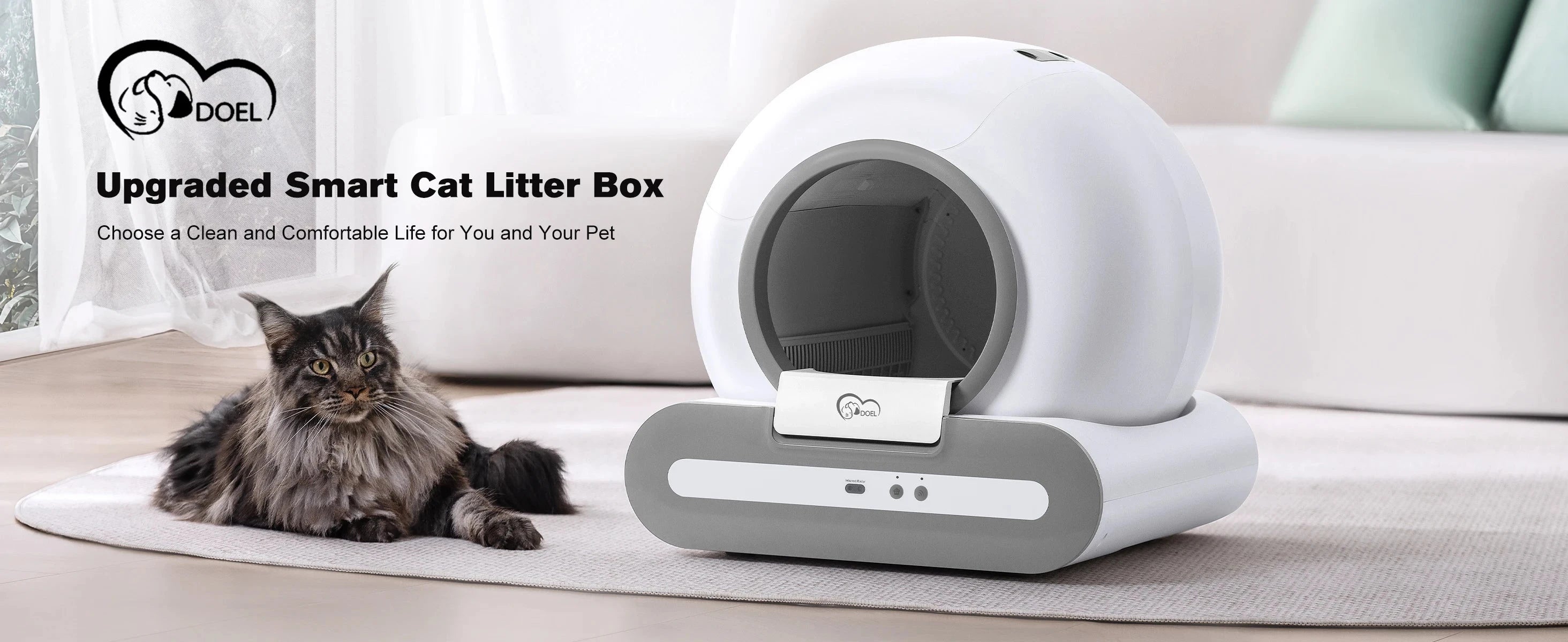 DOEL  Automatic Cat Litter Box Self Cleaning with App Control & Cat Litter Mat Smart Cat Toilet for Multiple Large Cats PAW-SOME PETS